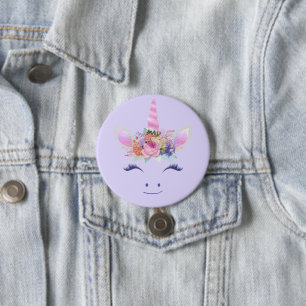 Fabulous Cute Unicorn Flowers Face 2 7.5 Cm Round Badge