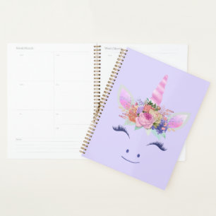 Fabulous Cute Unicorn Flowers Face 2 Planner