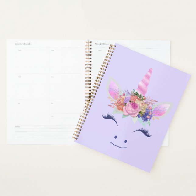 Fabulous Cute Unicorn Flowers Face 2 Planner (Display)