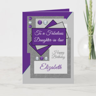 Fabulous daughter in law birthday purple gray card