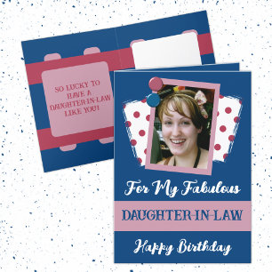 Fabulous daughter in law photo name blue pink card