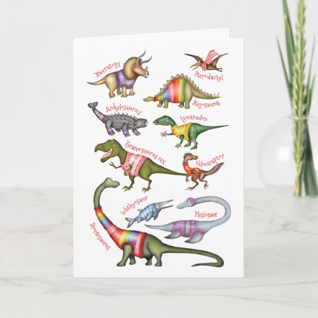 Fabulous dinosaurs blank greetings card (Front)