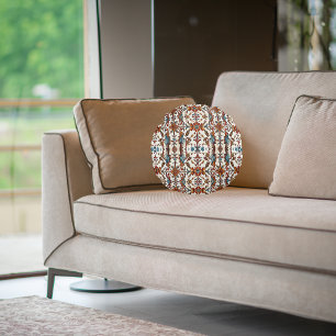 Fabulous Fall and Blue Round Cushion