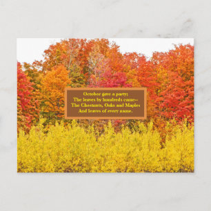 FABULOUS FALL/ ORANGE,RED,YELLOW COLORS/QUOTE POSTCARD