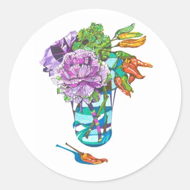 Fabulous Fall Vegetal Bouquet Classic Round Sticker (Front)