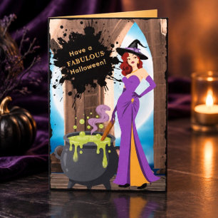 Fabulous Fashionista Witch Happy Halloween Card