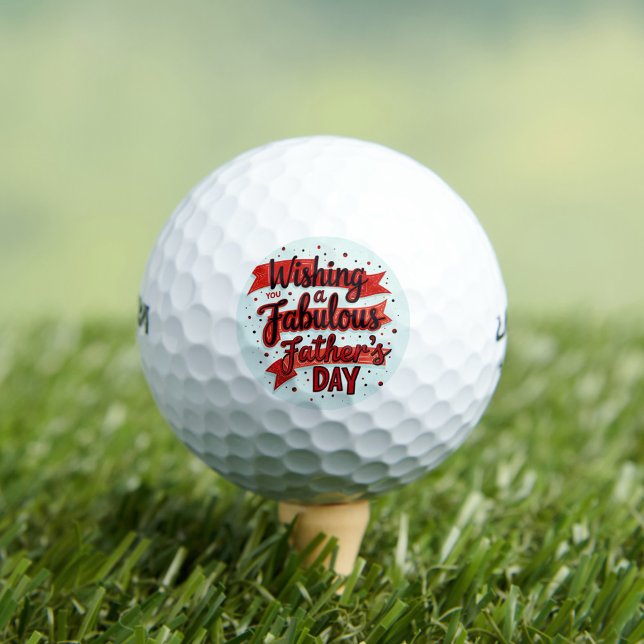 Fabulous Father's Day Golf Balls (A golf ball with a festive Father's Day message sits on a lush green grass surface!)