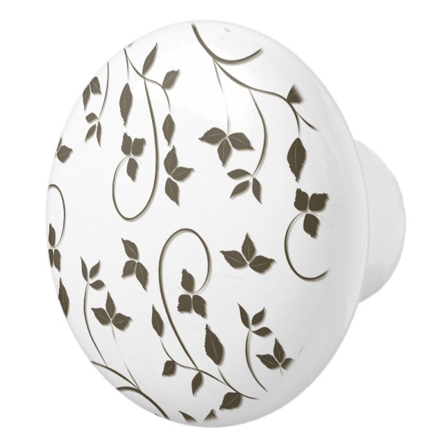 Fabulous Fern Olive Ceramic Knob (Right)
