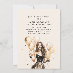 Fabulous Festive Black Gold Birthday Party Invitation