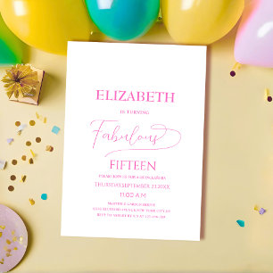 fabulous fifteen pink elegant classic quinceañera invitation