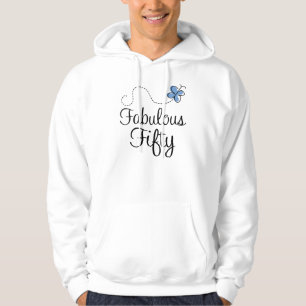 Fabulous Fifty Blue Butterfly Birthday Gift Hoodie
