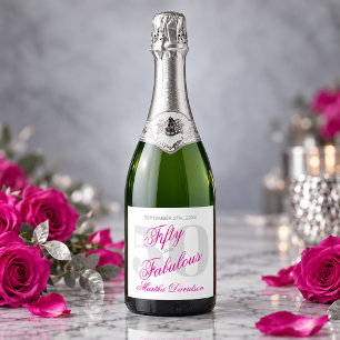 Fabulous Fifty in Hot Pink Sparkling Wine Label