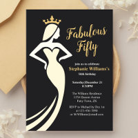 Fabulous Fifty Queen Golden Black 50th Birthday