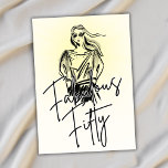 Fabulous Fifty Woman White Sketch 50th Birthday Invitation<br><div class="desc">Celebrate a milestone in vintage elegance with this stunning Fabulous Fifty birthday invitation. Featuring a sketch-style graphic of a graceful woman with flowing hair in soft grey tones, the design sits on a soft white background with a glowing light circle behind her—symbolising her inner shine. The back continues the elegance...</div>