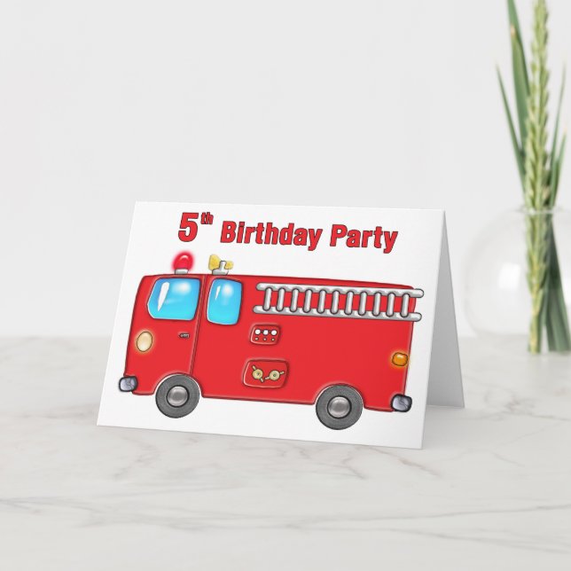 Fabulous Fire Truck 5th Birthday Card (Front)