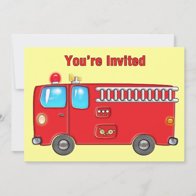 Fabulous Fire Truck Invitation (Front)