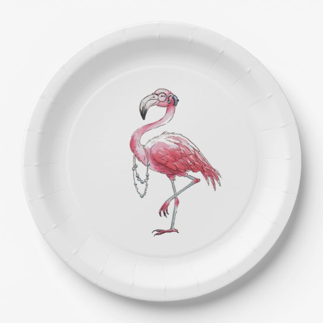 Fabulous Flamingo Paper Plate (Front)