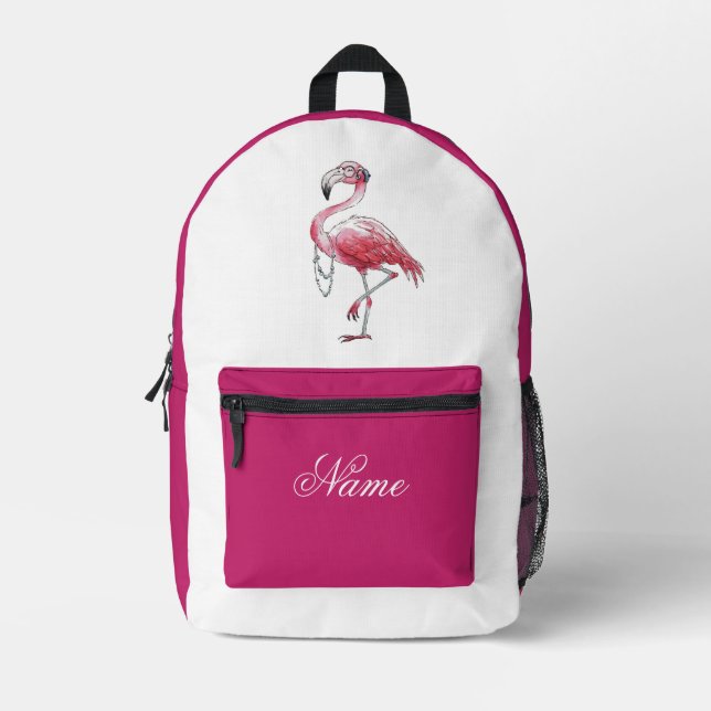 Fabulous Flamingo Printed Backpack (Front)