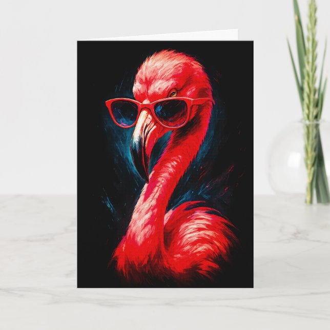 Fabulous Flamingo with Sunglasses Card (Front)