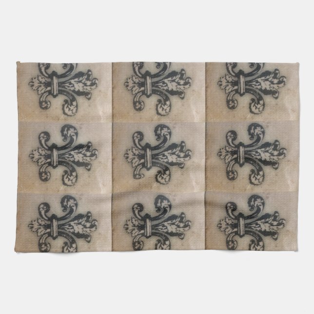 FABULOUS "FLEUR DE LIS" VINTAGE PRINT TEA TOWEL (Horizontal)