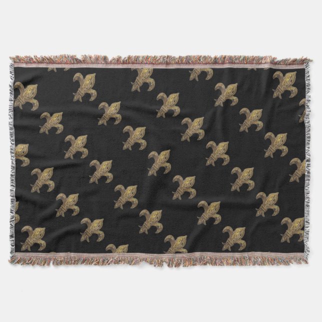 Fabulous Floating Fleur de Lis print. Throw Blanket (Front)