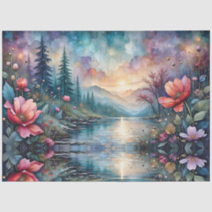 Fabulous Floral Colourful Stream Landscape Tissue Paper
