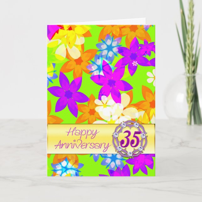 Fabulous flowers 35th anniversary for spouse card (Front)
