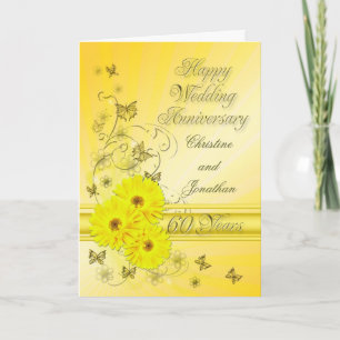 Fabulous flowers 60th anniversary for a couple card