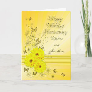 Fabulous flowers wedding anniversary for a couple card