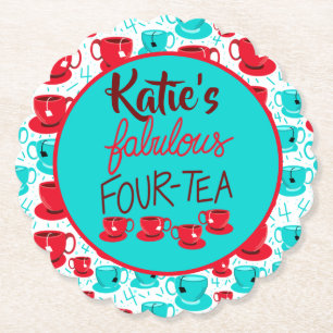 Fabulous forty four-tea birthday party coasters