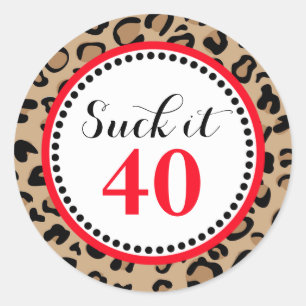 Fabulous Forty Leopard Birthday Sucker Classic Round Sticker