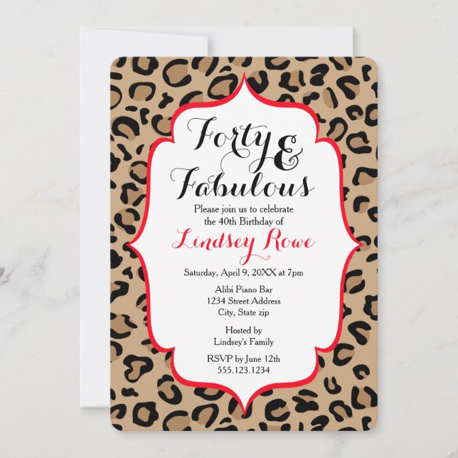 Fabulous Forty Leopard Print Invitation (Front)