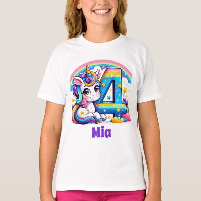 Fabulous Four & More-Custom Unicorn Birthday T-Shirt (Front)