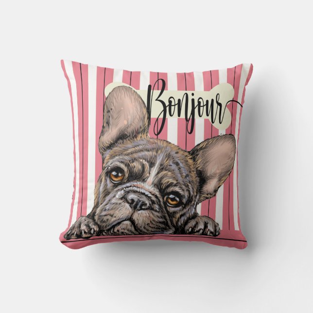 Fabulous Frenchie French Bulldog Throw Pillow (Front)