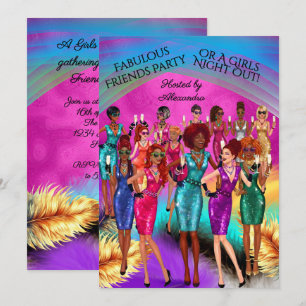 Fabulous Friends Party Girls Night Out Colorful Invitation