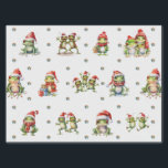 Fabulous Frogs Christmas Holiday on White Tissue Paper<br><div class="desc">Fun frogs holiday tissue paper will entertain and delight anyone you gift it to! Amusing, quality tissue paper will be your favourite. Look for our amazing Frog Rock Band set of three flat sheets and rolled wrapping papers to match! Plus, any animal-themed products sold from the Paws Charming shop help...</div>