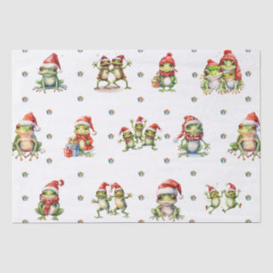 Fabulous Frogs Christmas Holiday on White Tissue Paper