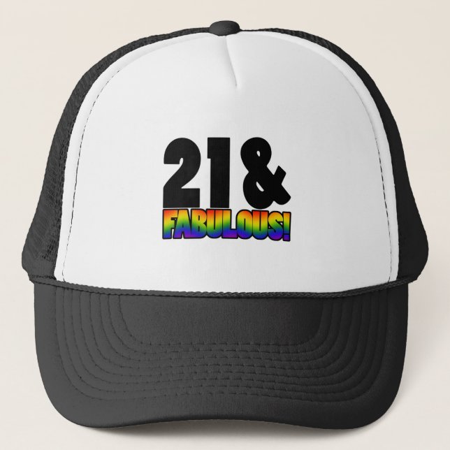 Fabulous Gay 21st Birthday Trucker Hat (Front)