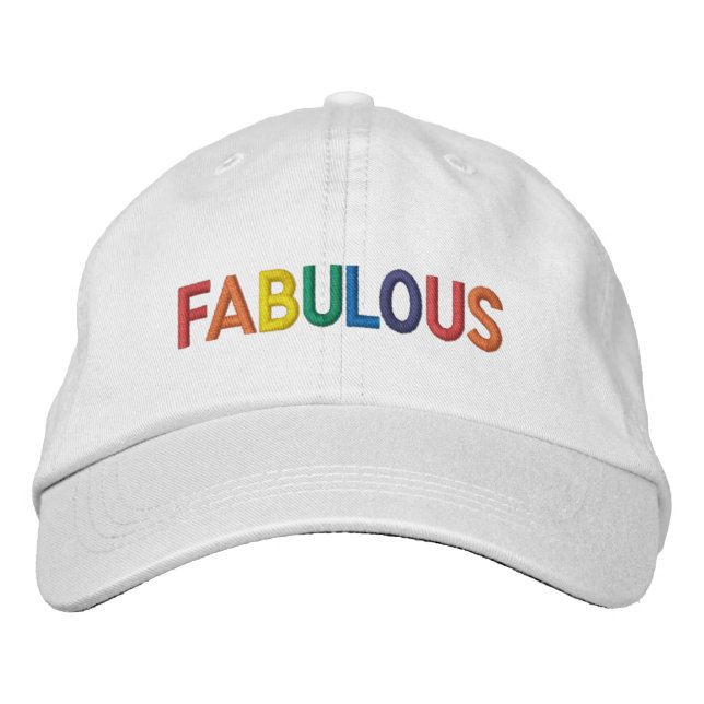Fabulous Gay Pride Rainbow Text Embroidered Hat (Front)