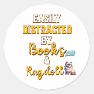 Fabulous gift for those who love books and cats classic round sticker