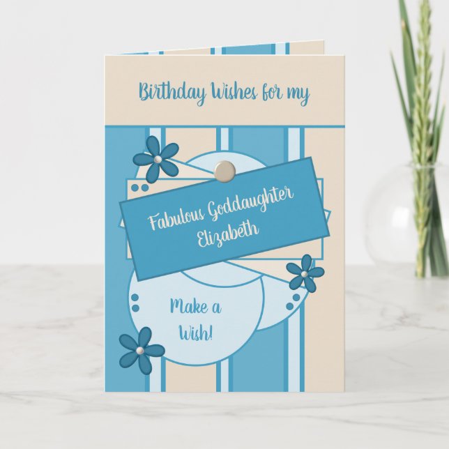 Fabulous Goddaughter Birthday wishes blue Card (Front)