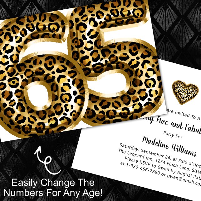 Fabulous Gold Foil Leopard Print ANY AGE Birthday Invitation (Creator Uploaded)