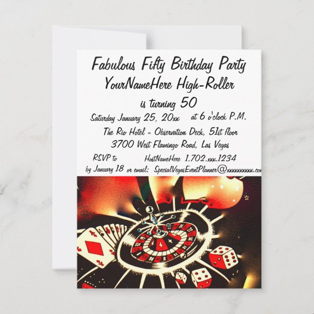 Fabulous Las Vegas 50 Birthday Celebration Invitation (Front)