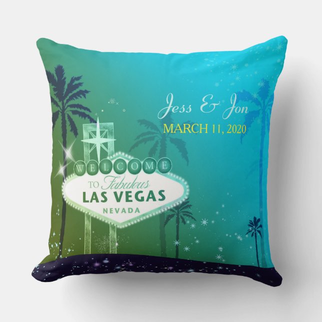 Fabulous Las Vegas Wedding Couple Keepsake Cushion (Front)