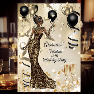 Fabulous Leopard Birthday Celebration Champagne Invitation