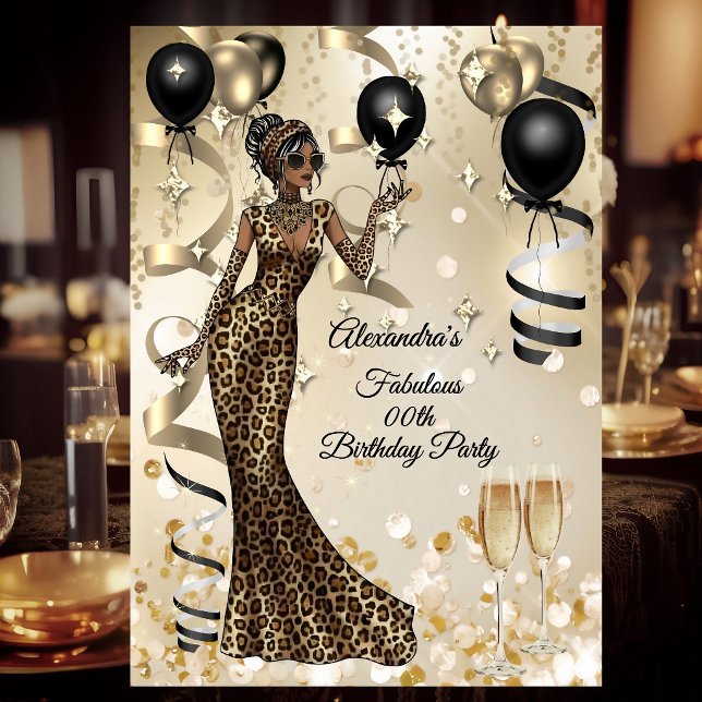 Fabulous Leopard Birthday Celebration Champagne Invitation (Creator Uploaded)