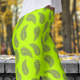 Fabulous Lime Green Fern Pattern Leggings