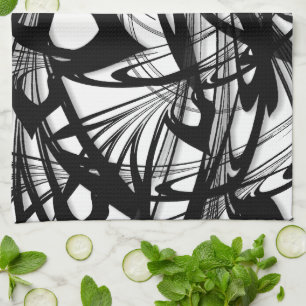Fabulous Modern Art Design Black and White Jungle Tea Towel
