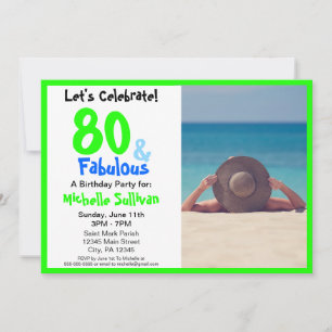 Fabulous Neon Photo Birthday Party Invitation