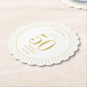 Fabulous Number Birthday Party Wedding Anniversary Paper Coaster